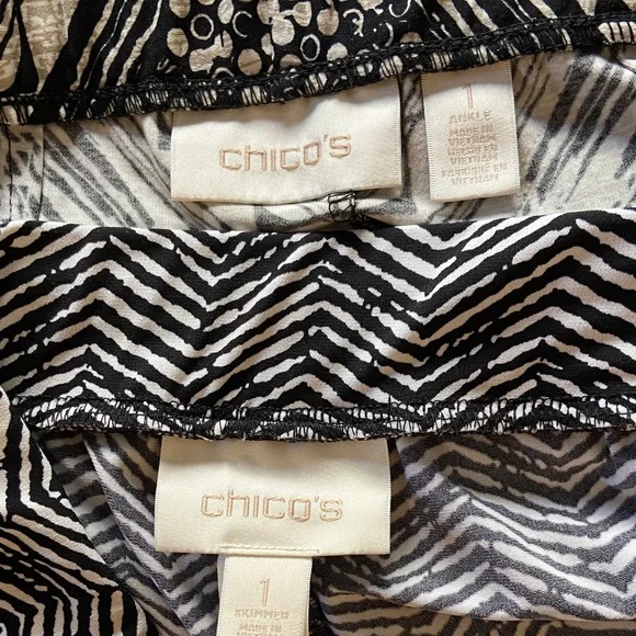 Chicos Sz 1 Bundle of 2 Wild Geometric Tribal Pants Animal Print Size 8 Zigzag - Picture 14 of 16